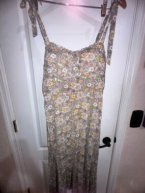 NEW WT A.U.W. Secret Charm Womens XL Floral Print Dress Sweetheart Neckline